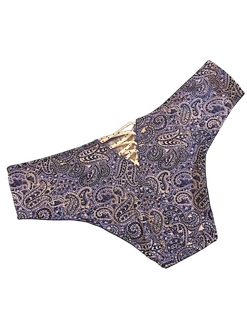 Victoria’s Secret Cotton Paisley Low-Rise Hiphugger Panty with Lace-Up Back XL